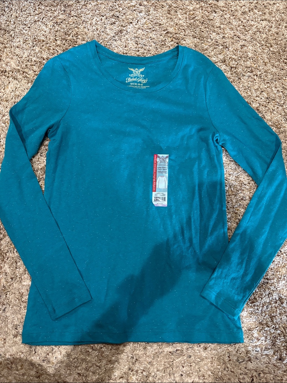 Faded Glory Teal Long-Sleeve Tee